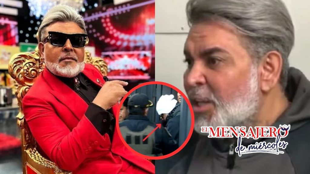 El conductor de televisión Andrés Hurtado es escoltado por la policía durante su traslado al penal Ancón II, tras ser sentenciado a 18 meses de prisión preventiva por tráfico de influencias y lavado de activos.